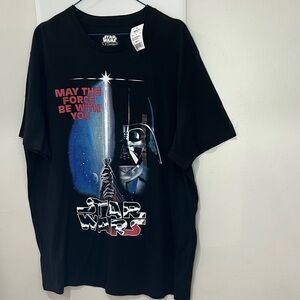 Star Wars Black Tee with Darth Vader and Red Text